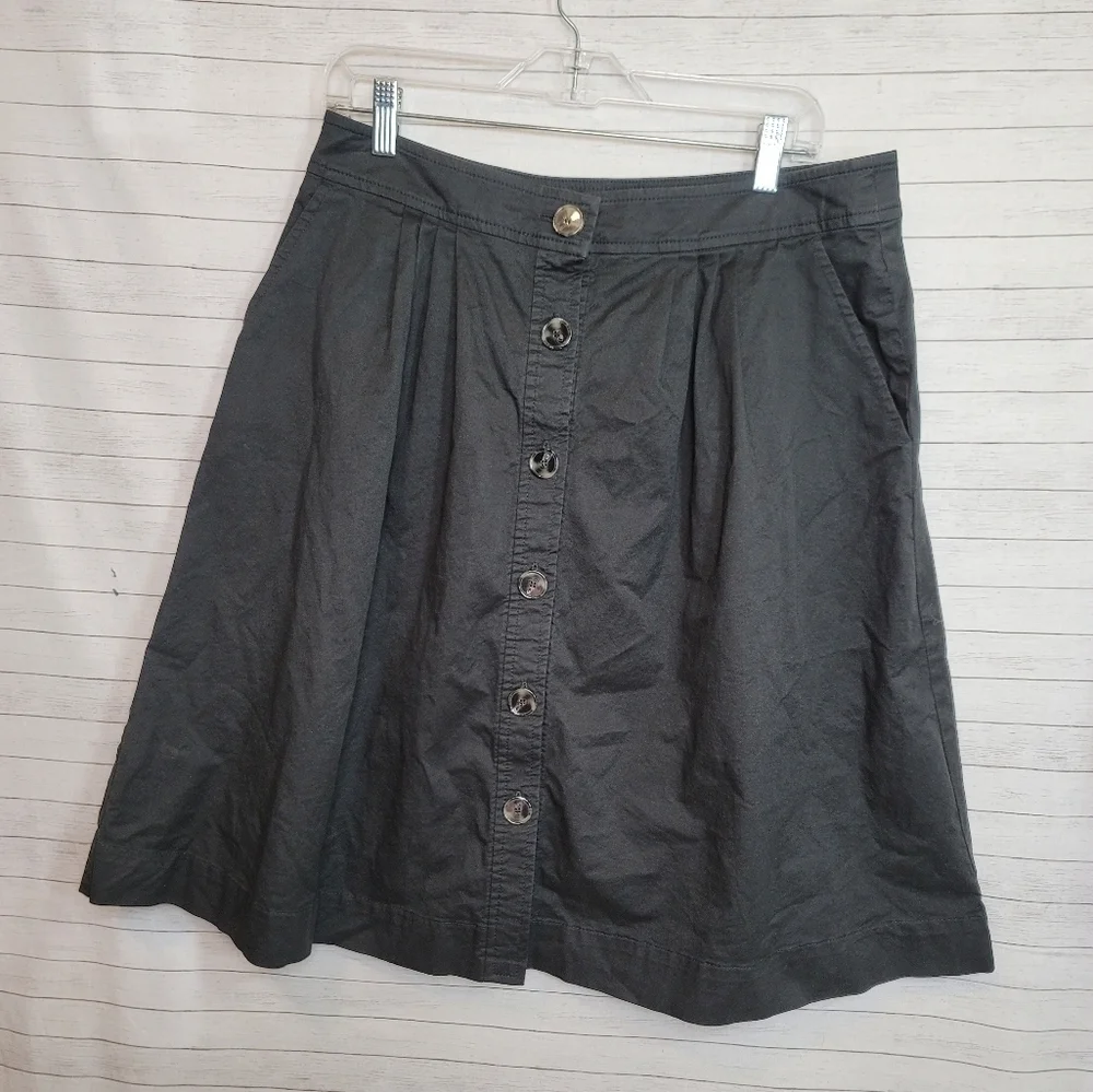 TRINK TURK A LINE BUTTON FRONT BLACK PLEATED SKIRT, SZ 12